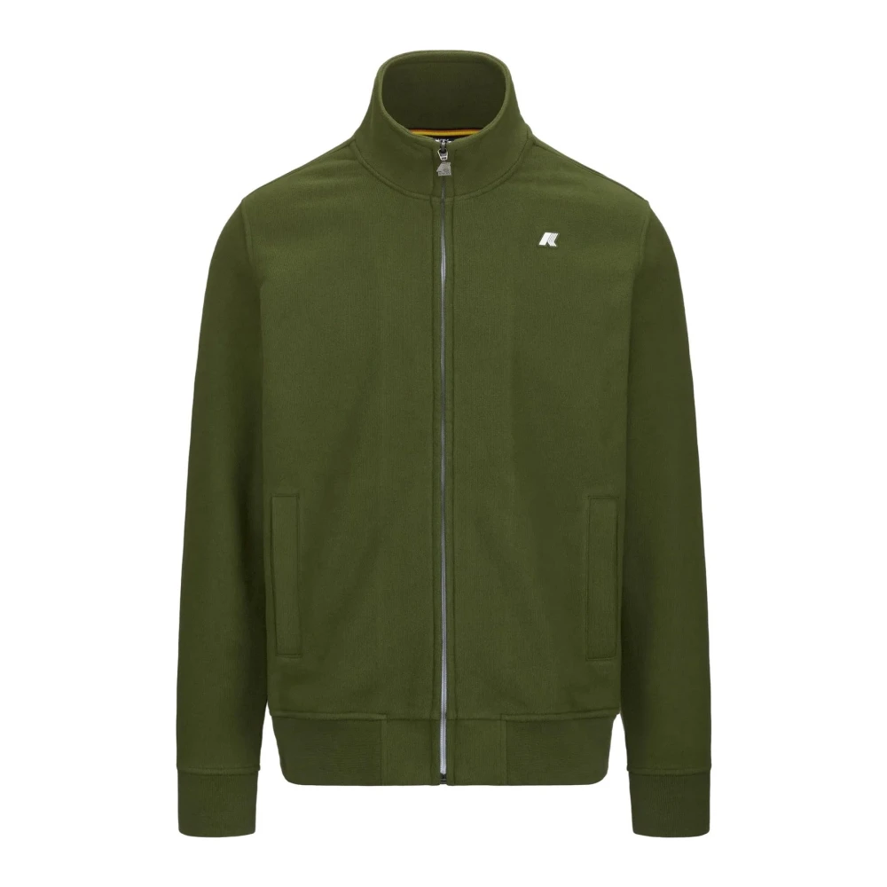 K-Way Men's Green Zip-Throughs, L, Cotton Blend Hooded Jacket