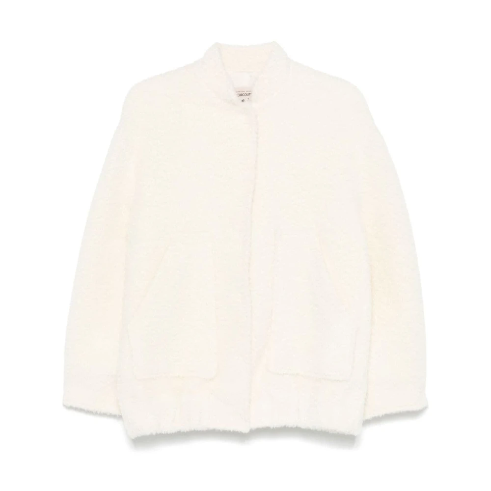 Semicouture Alpaca Wolmix Jas Ivoor Wit Beige Dames