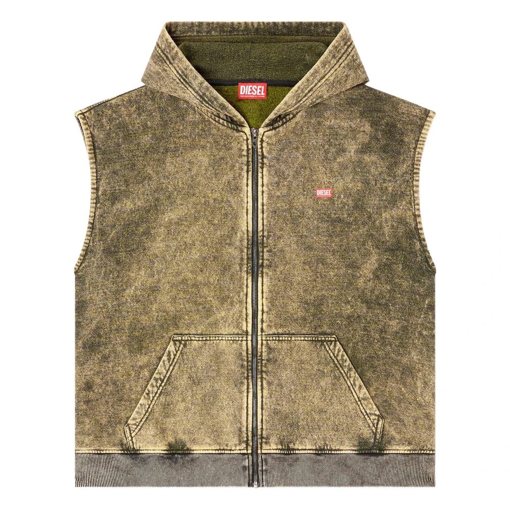 Diesel S-Boxt-Sl-Zip Sleeveless Hoodie - Male - Waistcoats - Green - Xl - Jackets