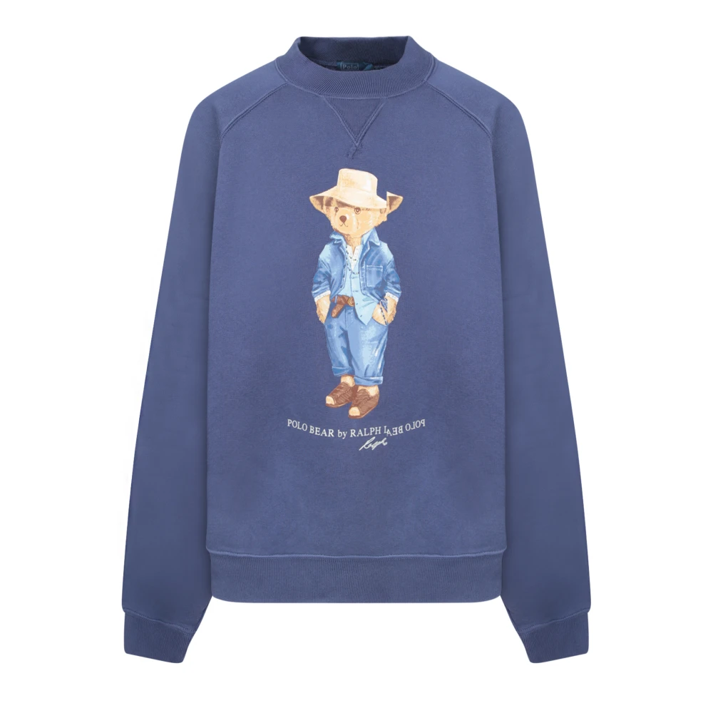 Polo Ralph Lauren Blå Sweatshirt med Polo Bear Print Blue, Dam