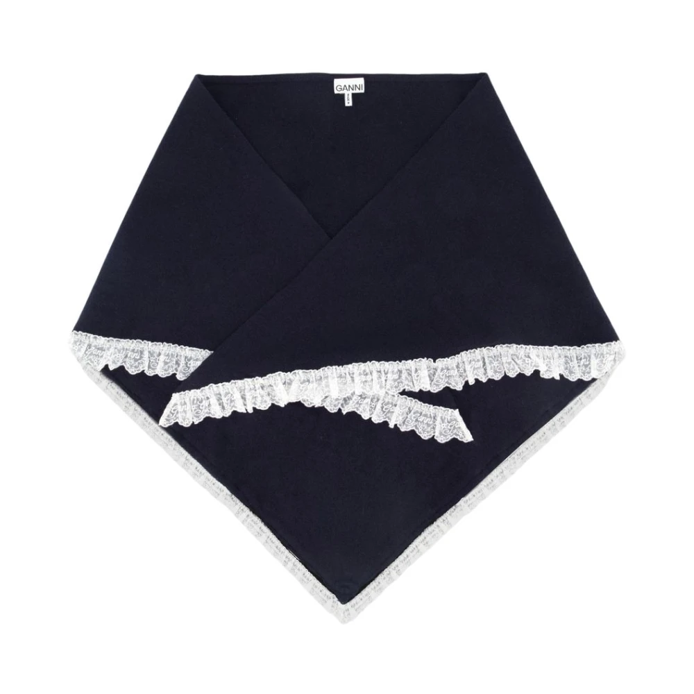 GANNI - Sciarpa triangolare in lana blu navy - Donna - Taglia UNI - Immagine 2