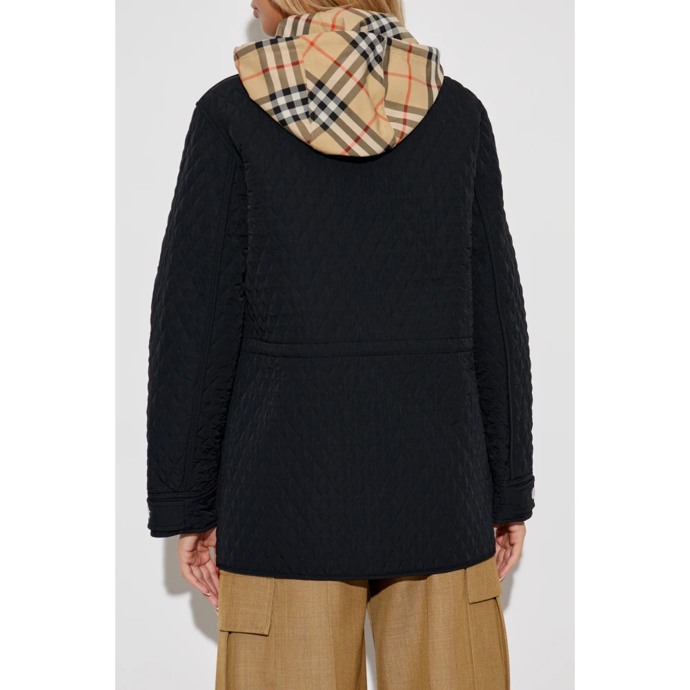 Burberry Gewatteerde jas met capuchon Black Dames