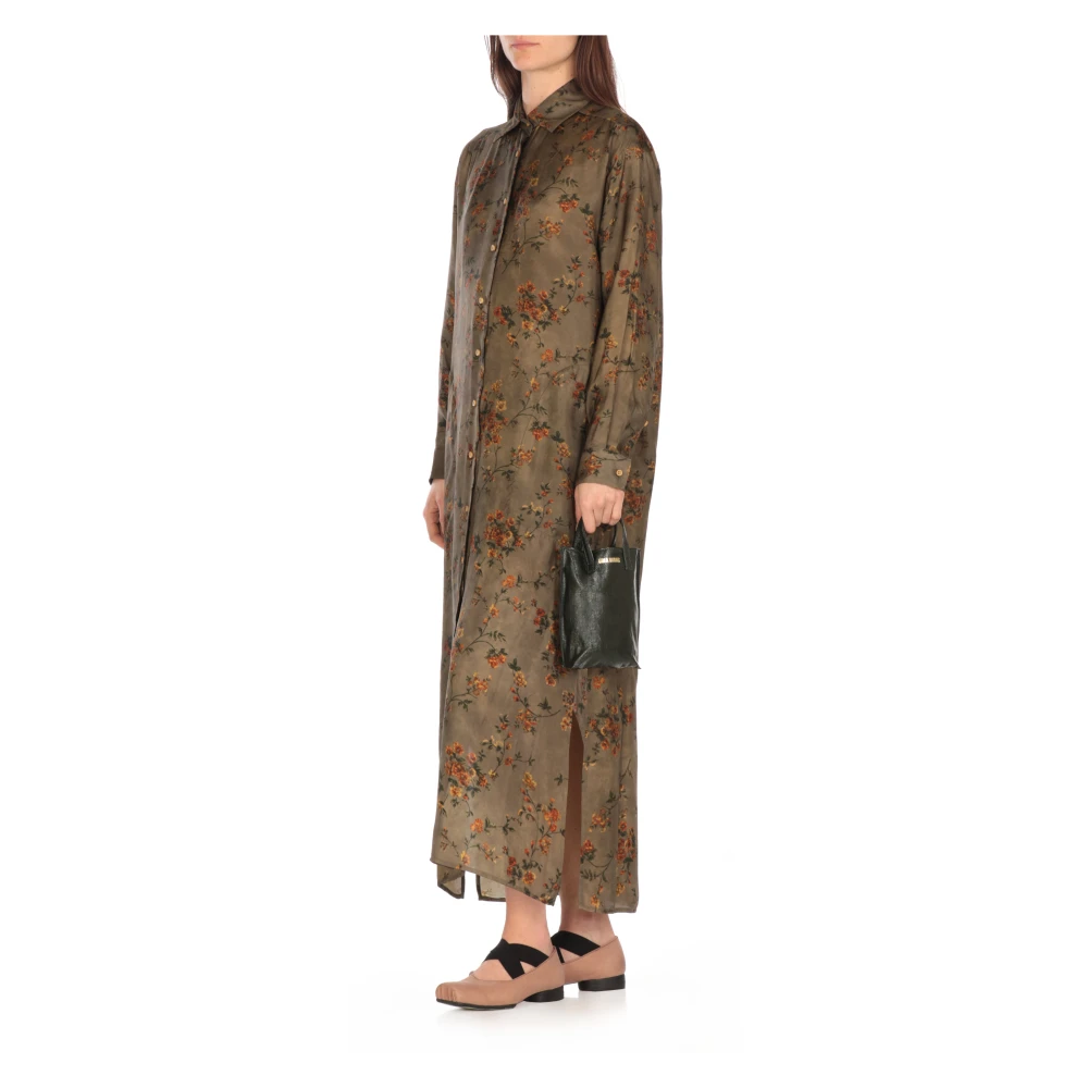 UMA Wang Groene Bloemen Chemisier Jurk Green Dames