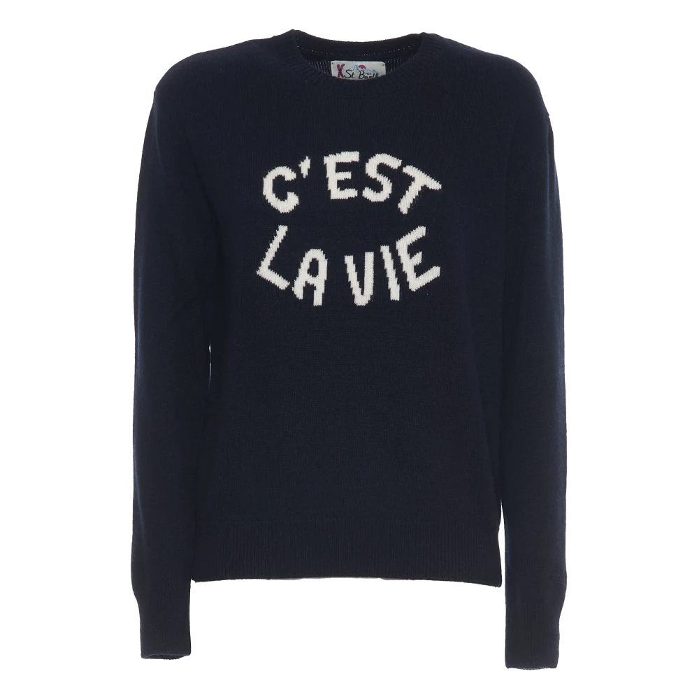 MC2 Saint Barth Blauwe Crew-Neck Trui Gebreide kleding Blue Dames