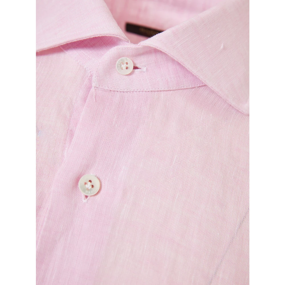 Barba Italiaans Linnen Overhemd Pink Heren