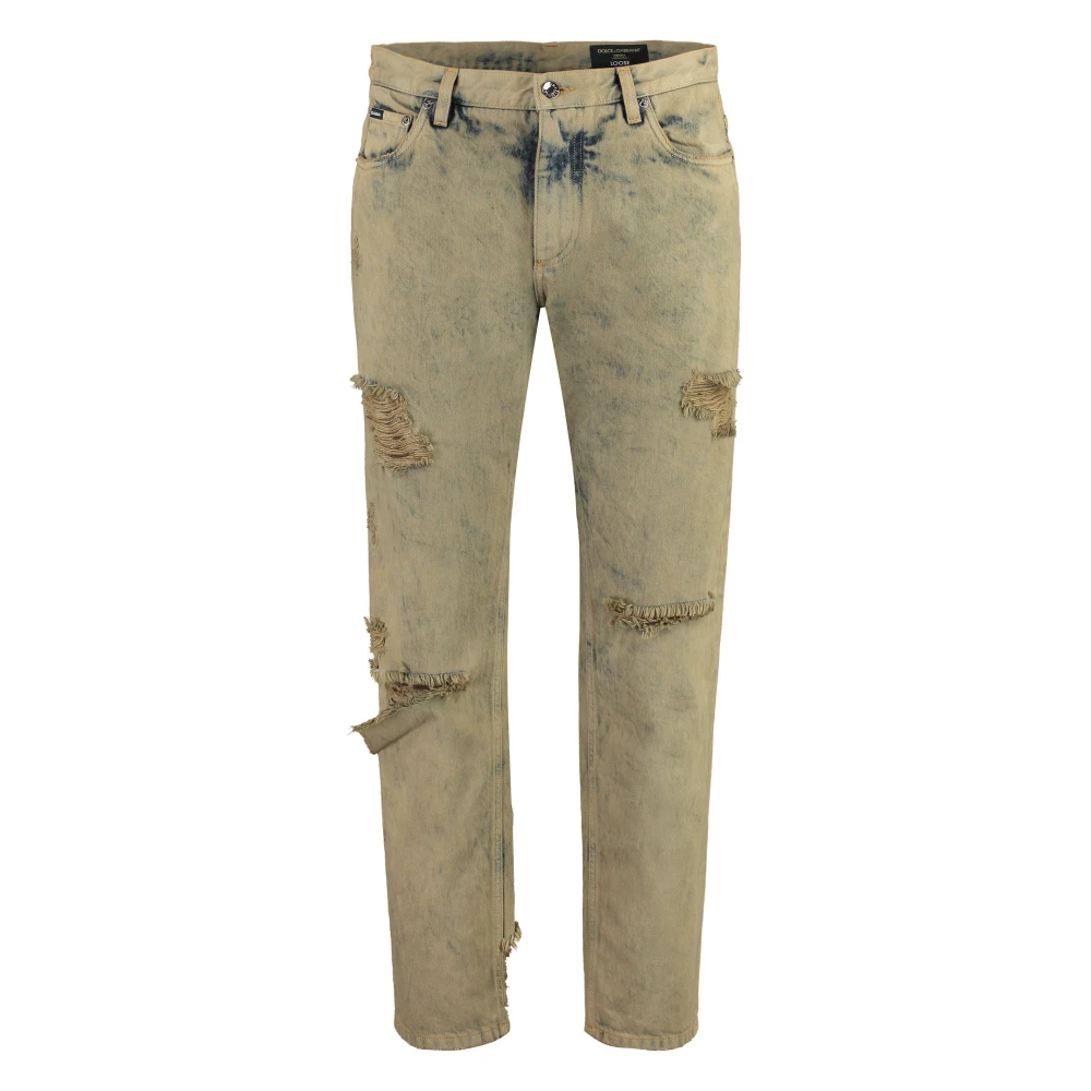 Dolce & Gabbana Versleten 5-pocket jeans Beige Heren