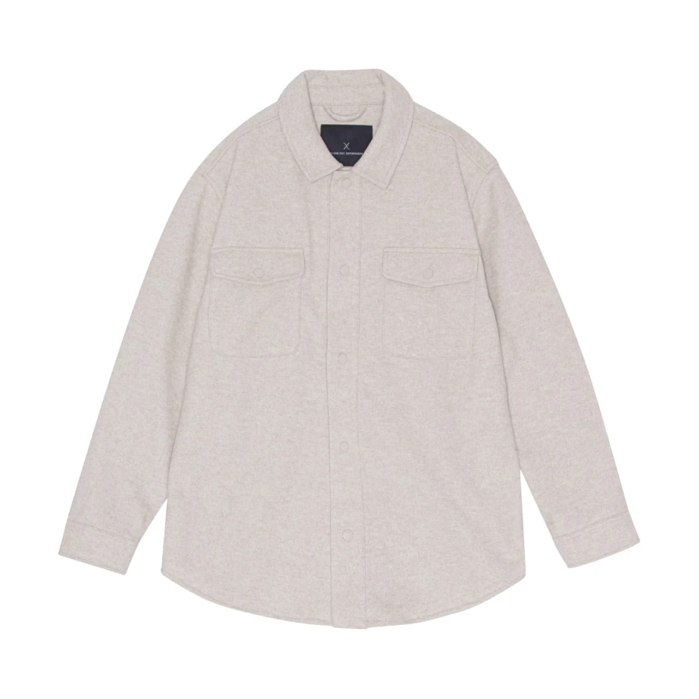 Clean Cut Flannel Bonded Overshirt Gray Heren