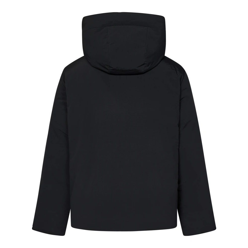 Jil Sander Zwarte Gewatteerde Jas met Capuchon Black Heren