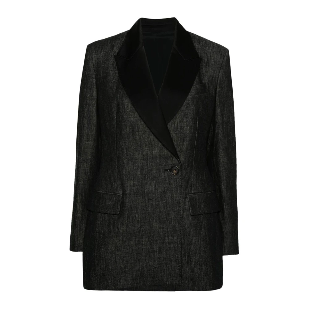 BRUNELLO CUCINELLI Zijden blend blazer met hoornen knoop Green Dames
