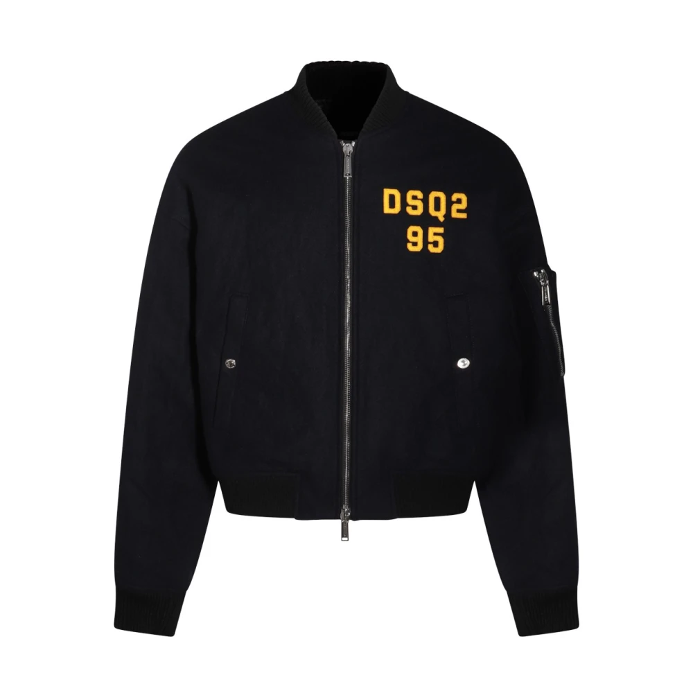 Dsquared2 Navy Blauwe Wol Casual Jas Black Heren