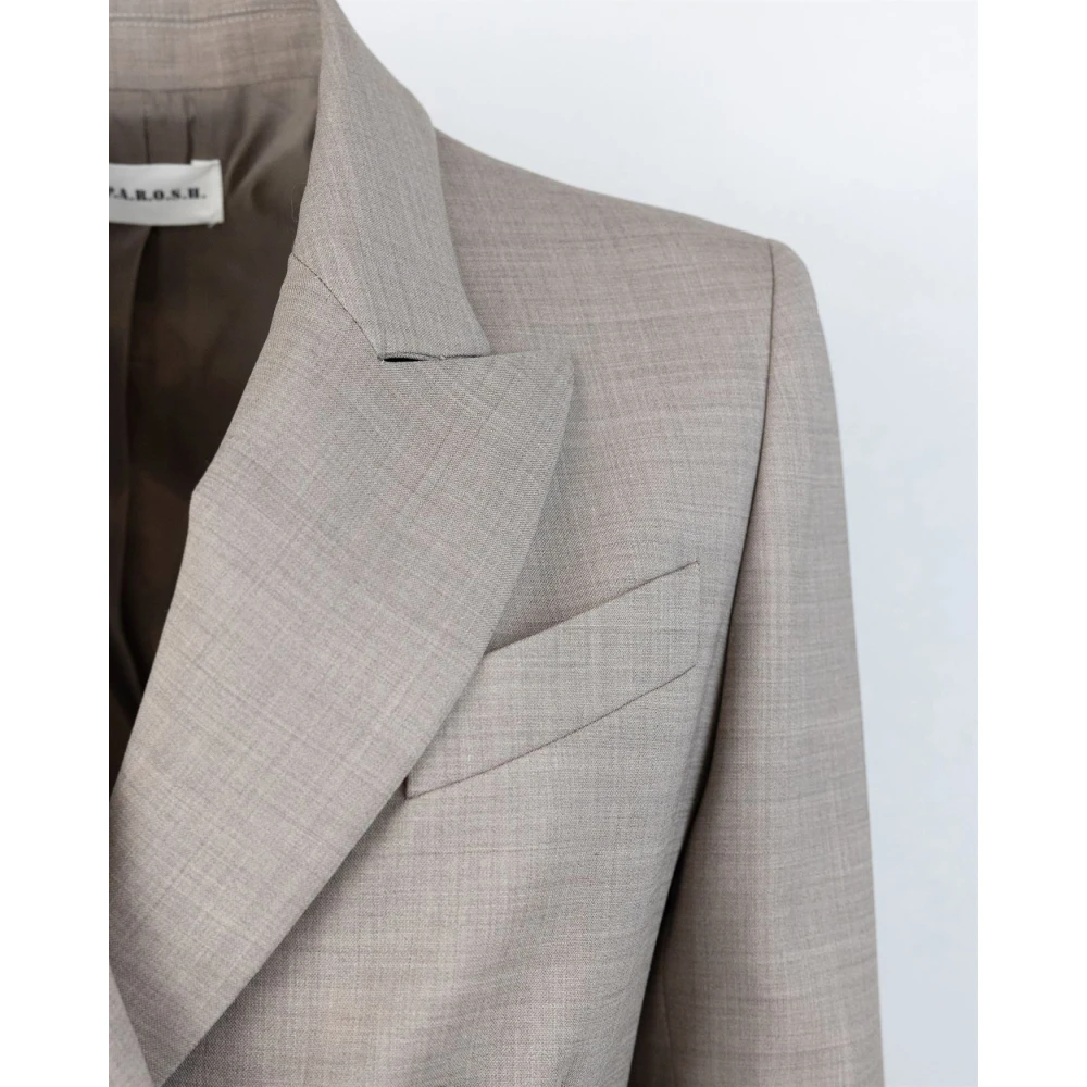 P.a.r.o.s.h. Grijze Wolmix Double-Breasted Blazer Gray Dames