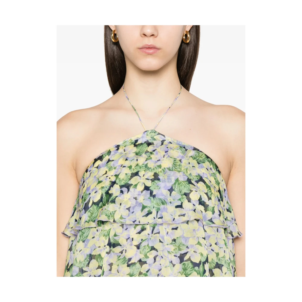 Raquel Diniz Groene Bloemenprint Halternek Jurk Green Dames