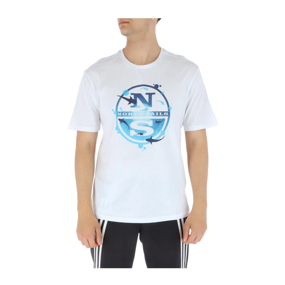 North Sails Vit Tryckt T-shirt White, Herr