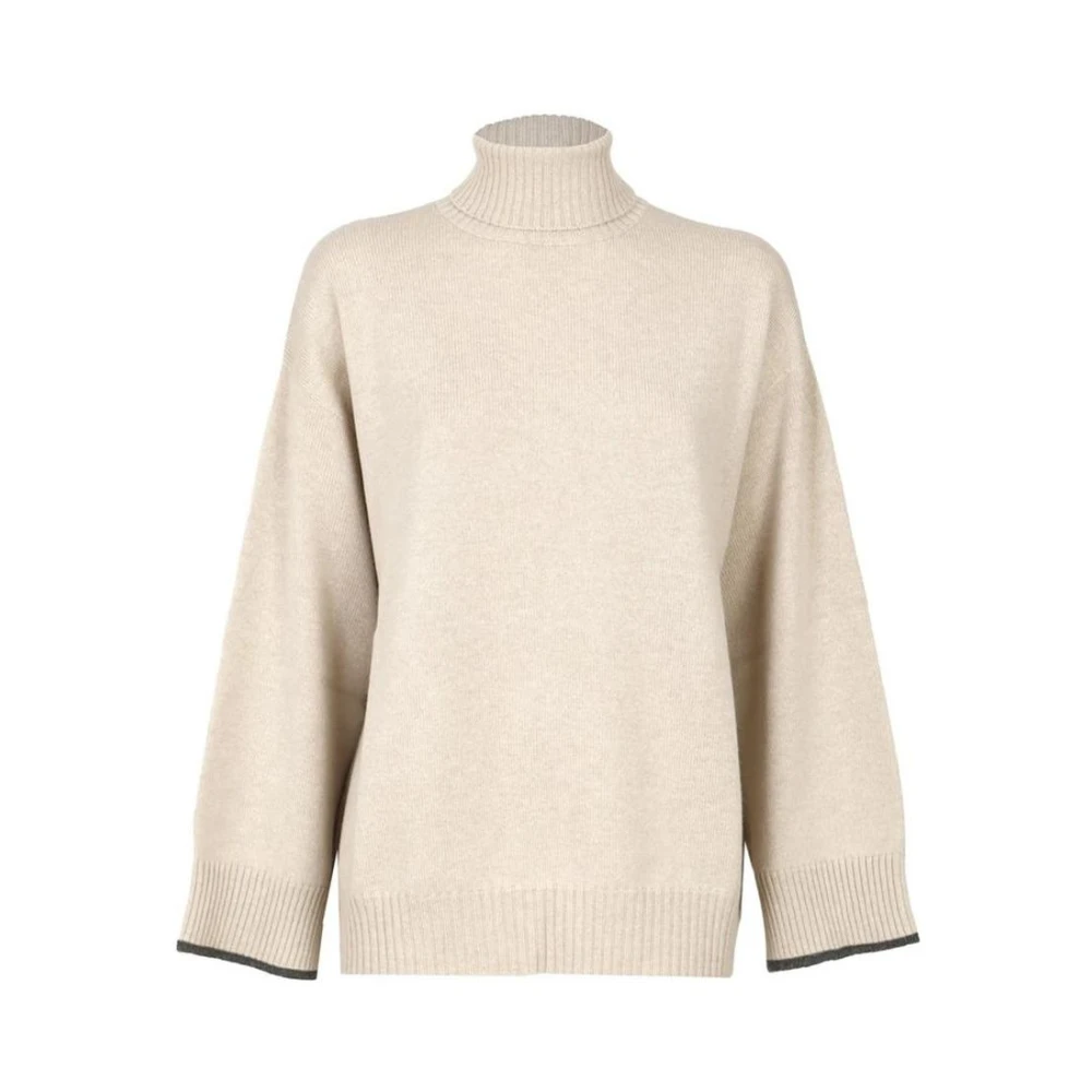 Brunello Cucinelli Women's Beige Cashmere Crew Neck Jumper - Cashmere Knitwear - M - Knitwear