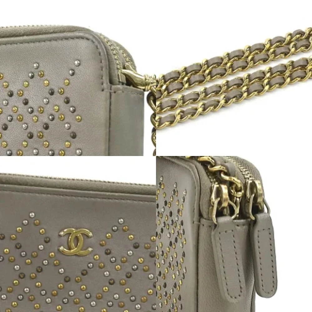 Chanel Vintage Pre-owned Leather shoulder-bags Gray Dames
