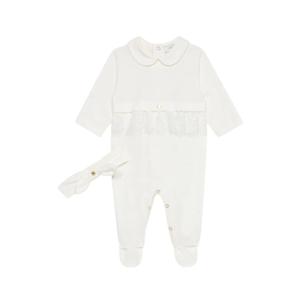 Roberto Cavalli , Kids Sets, Unisex, White, 6 M | 68 Cm, Lace Romper Suit Set