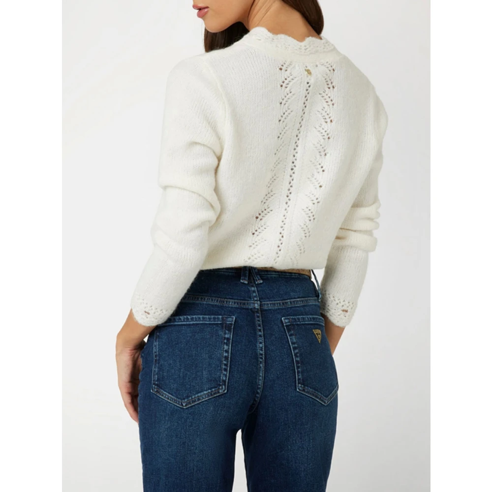 Guess Gebreide Cardigan met Koreaanse Kraag White Dames