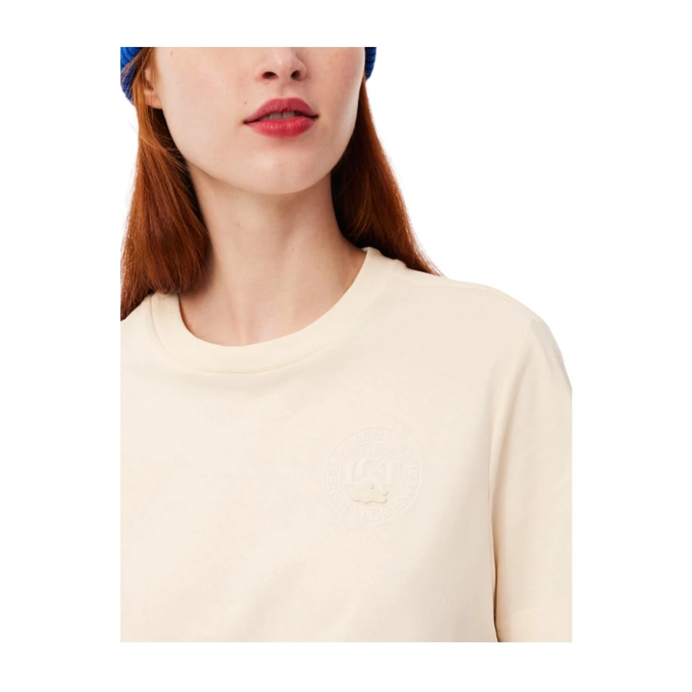 Lacoste Elegante T-shirt met korte mouwen Beige Dames