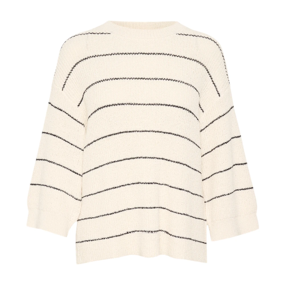 Soaked in Luxury Wit Zwart Gestreepte Pullover Trui White Dames