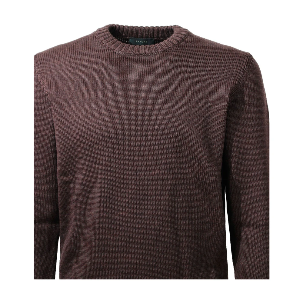 Zanone Donkerbruine Wol Crew-Neck Sweater Brown Heren