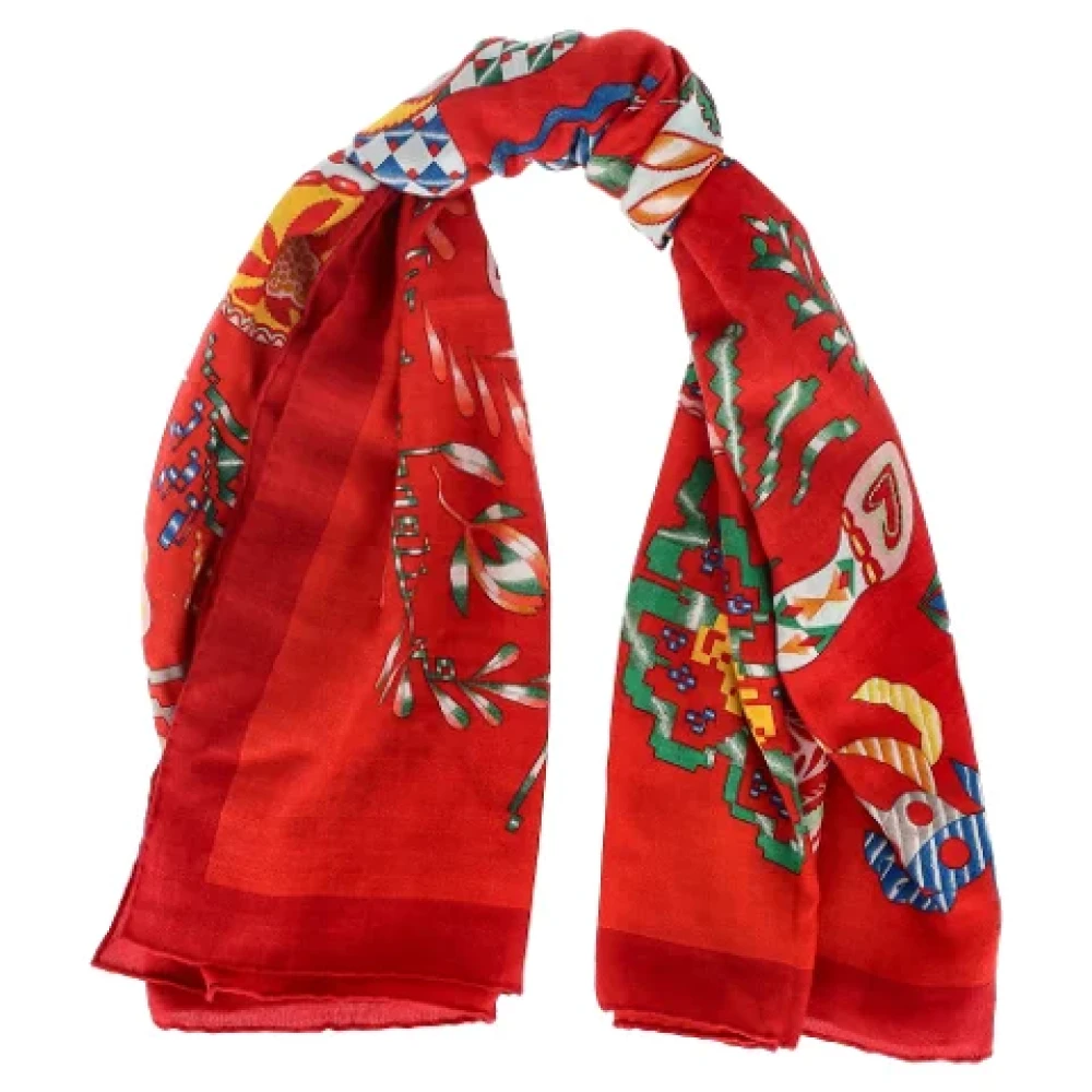 Hermès Vintage Pre-owned Silk scarves Red Dames