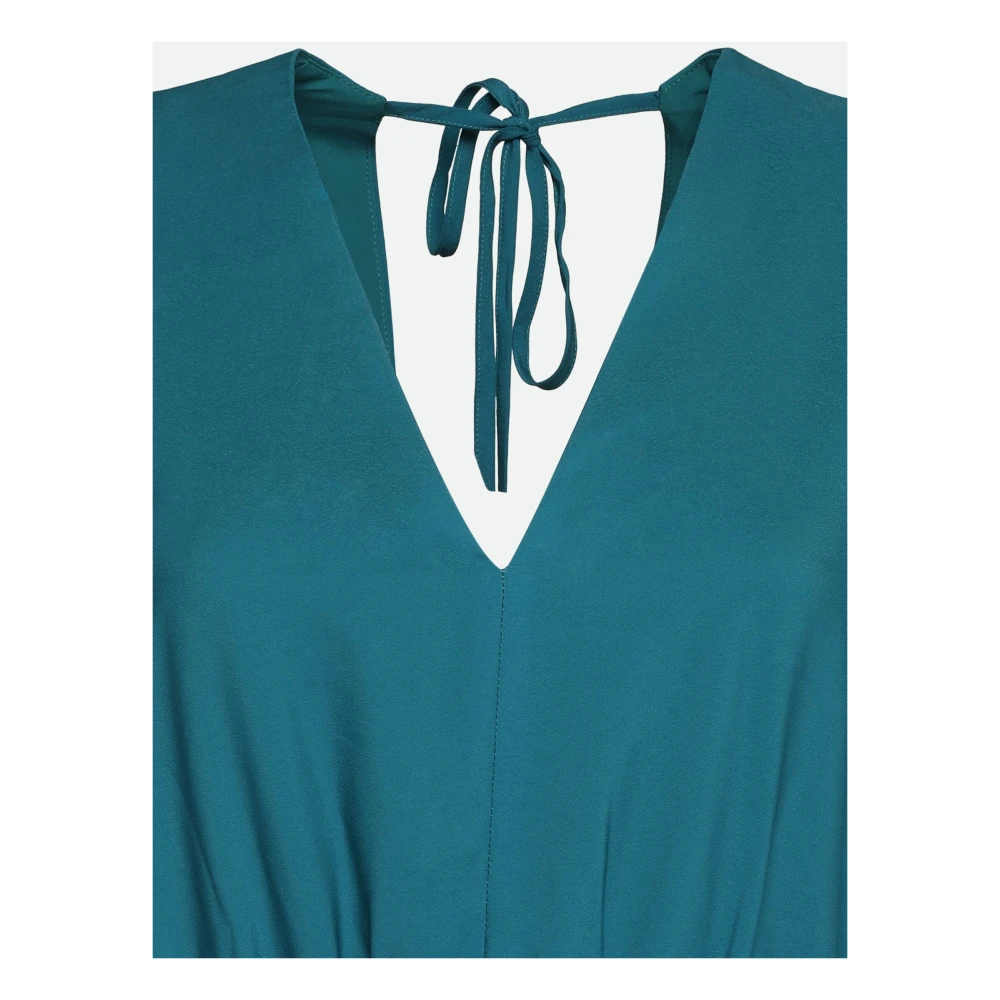 Twinset Blauwe V-hals Midi Jurk Blue Dames