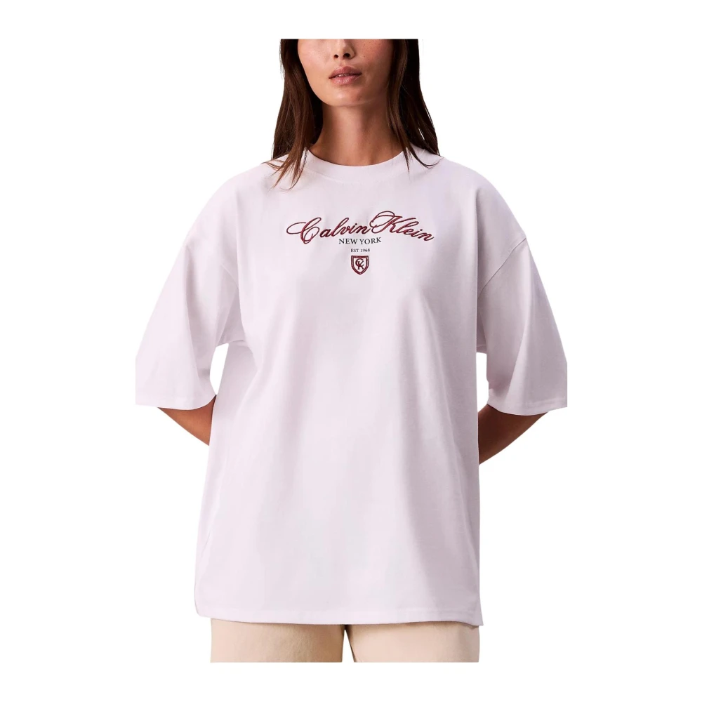 Calvin Klein Jeans Women's White T-Shirts, Xs, Printed Short-Sleeve Round Neck T-Shirt