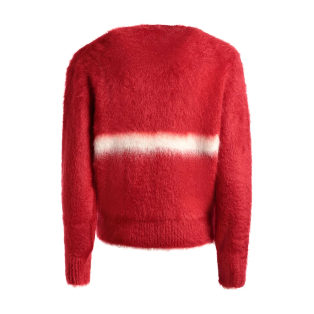 Bally Mohair Zijde Gestreepte Trui Red Heren