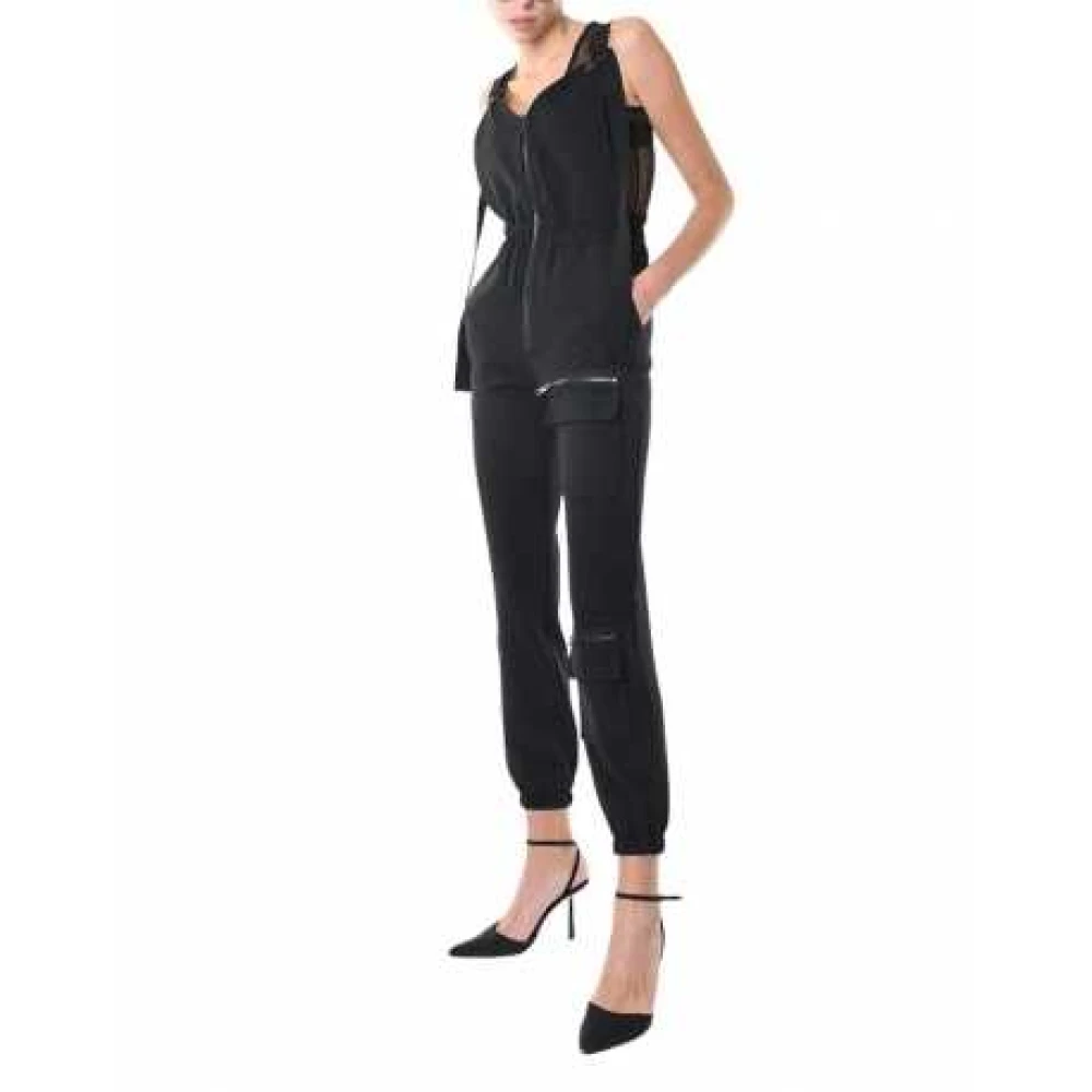 La Haine Inside Us Zwarte Cargo Salopette Stretch Tech Lw928 Black Dames