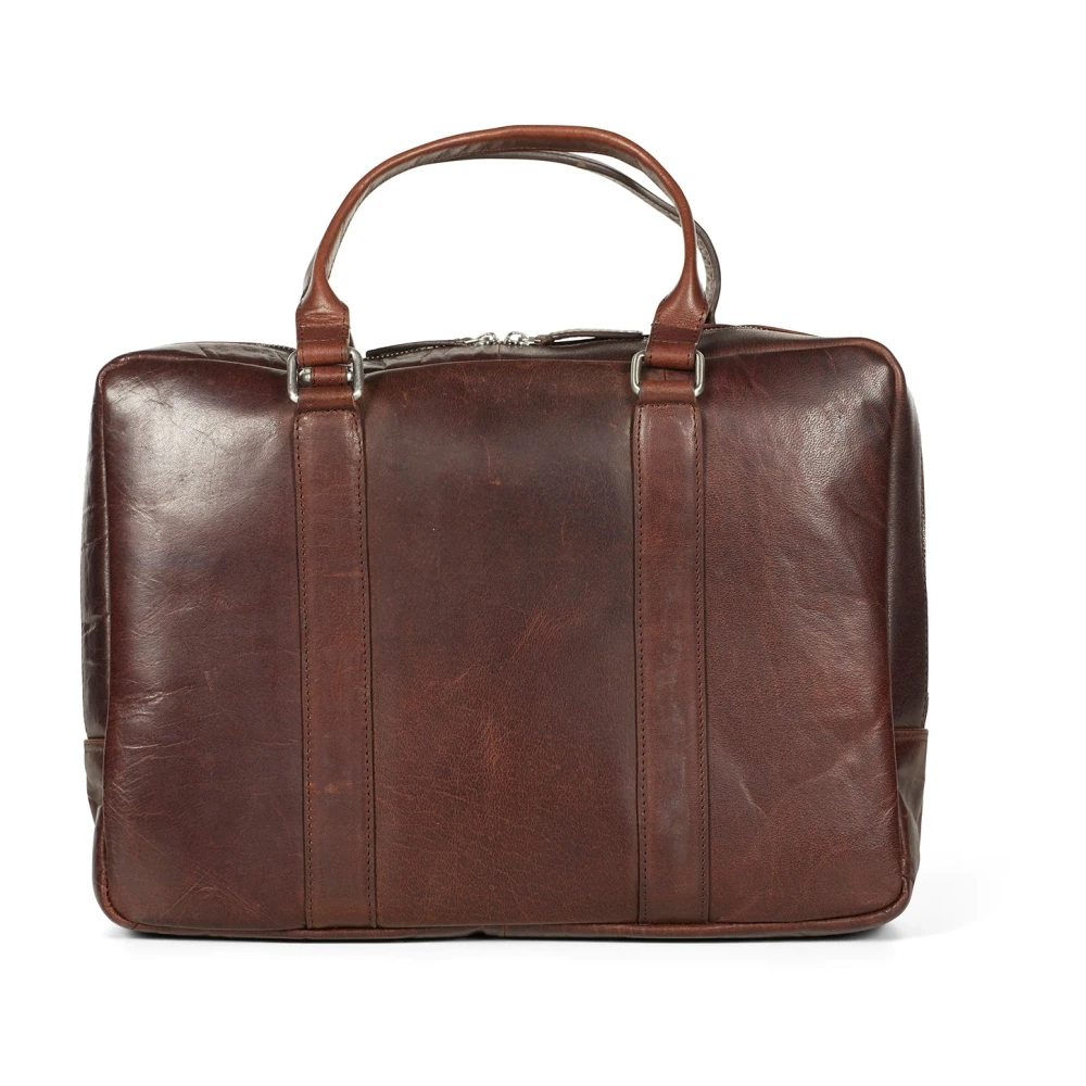 Howard London Donkerbruine leren laptoptas Brown Heren
