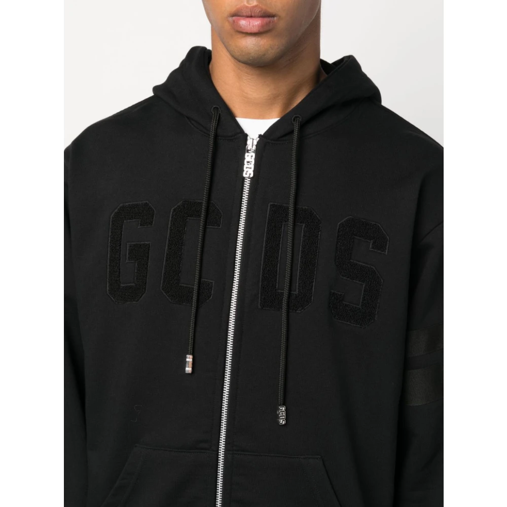 Gcds Zwarte hoodie met rits Black Heren