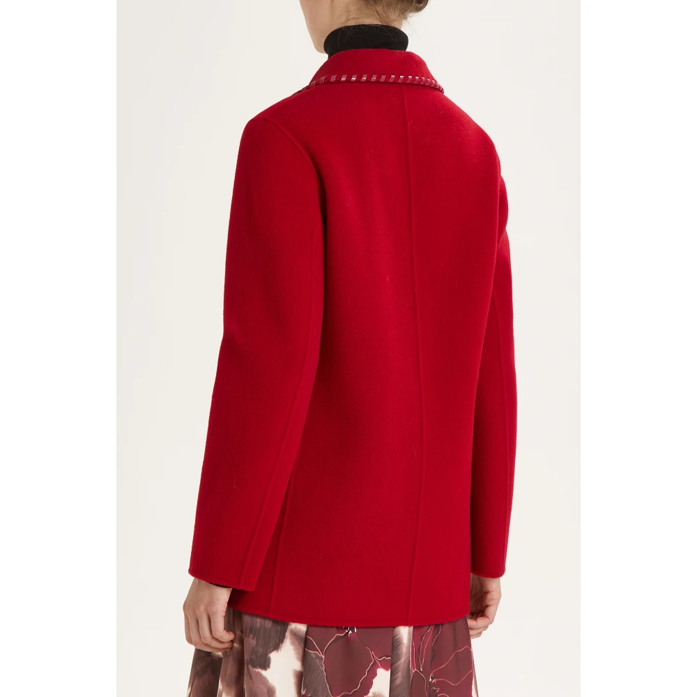 Maliparmi Handgestikte Wol Pea Coat Red Dames