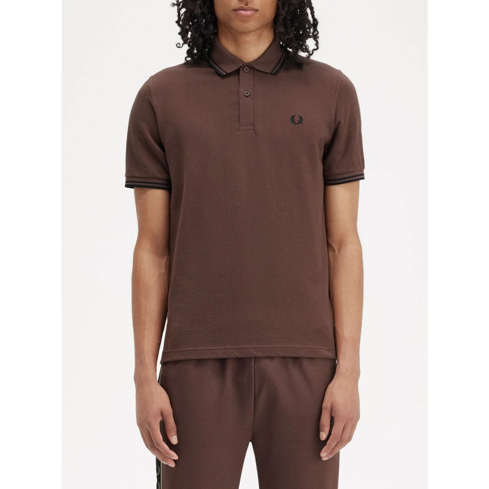 Fred Perry Klassiek Poloshirt met Dubbele Streep Brown Heren