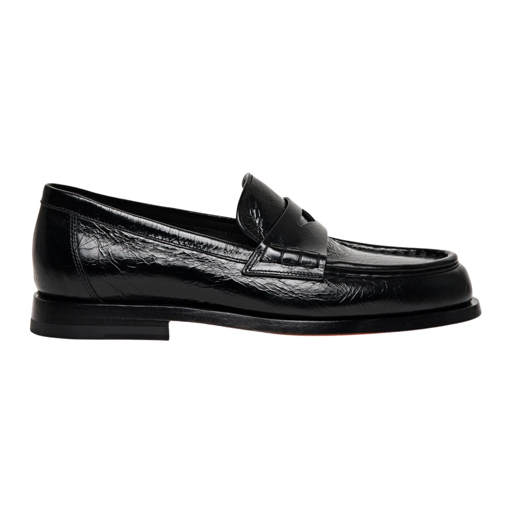 Santoni Klassiska läder penny loafers Black, Dam