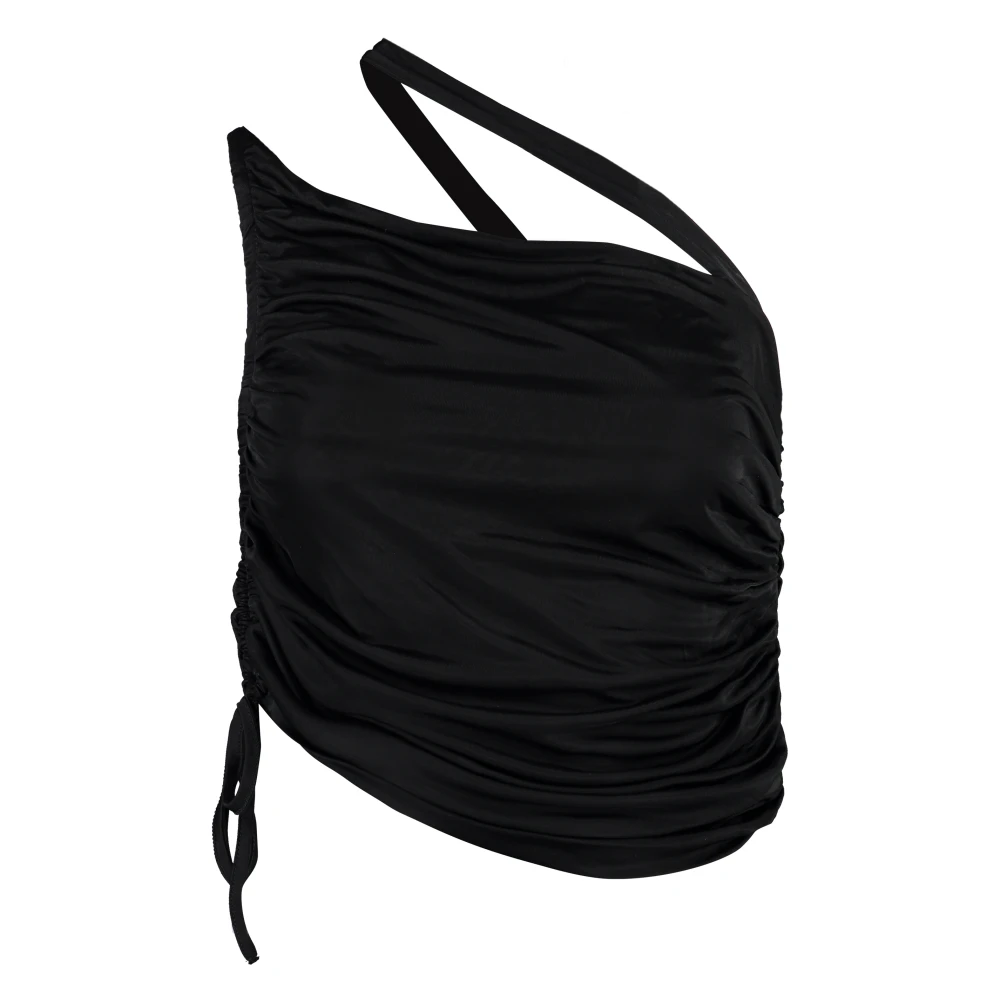 Andrea Adamo Kvinno Svart Toppar Dam, M, Draperad Topp