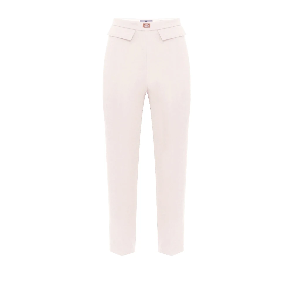 Elisabetta Franchi Slim Crêpe Polyester Broek White Dames