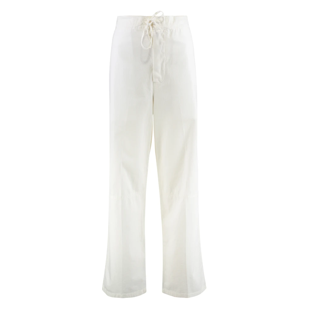 Victoria Beckham Women's White Cotton Trousers - Wide Trousers - Xs - Trousers