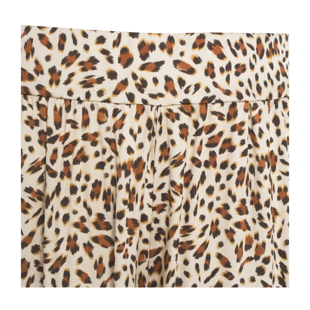 Kaos Beige Animal Print Wide Leg Trousers Beige Dames