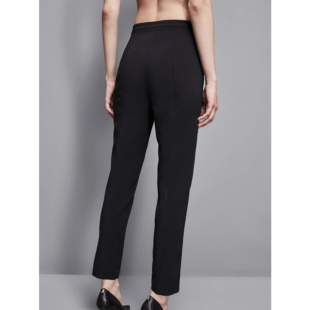 PATRIZIA PEPE Zwarte Sigarettenbroek met Eyelettes Black Dames