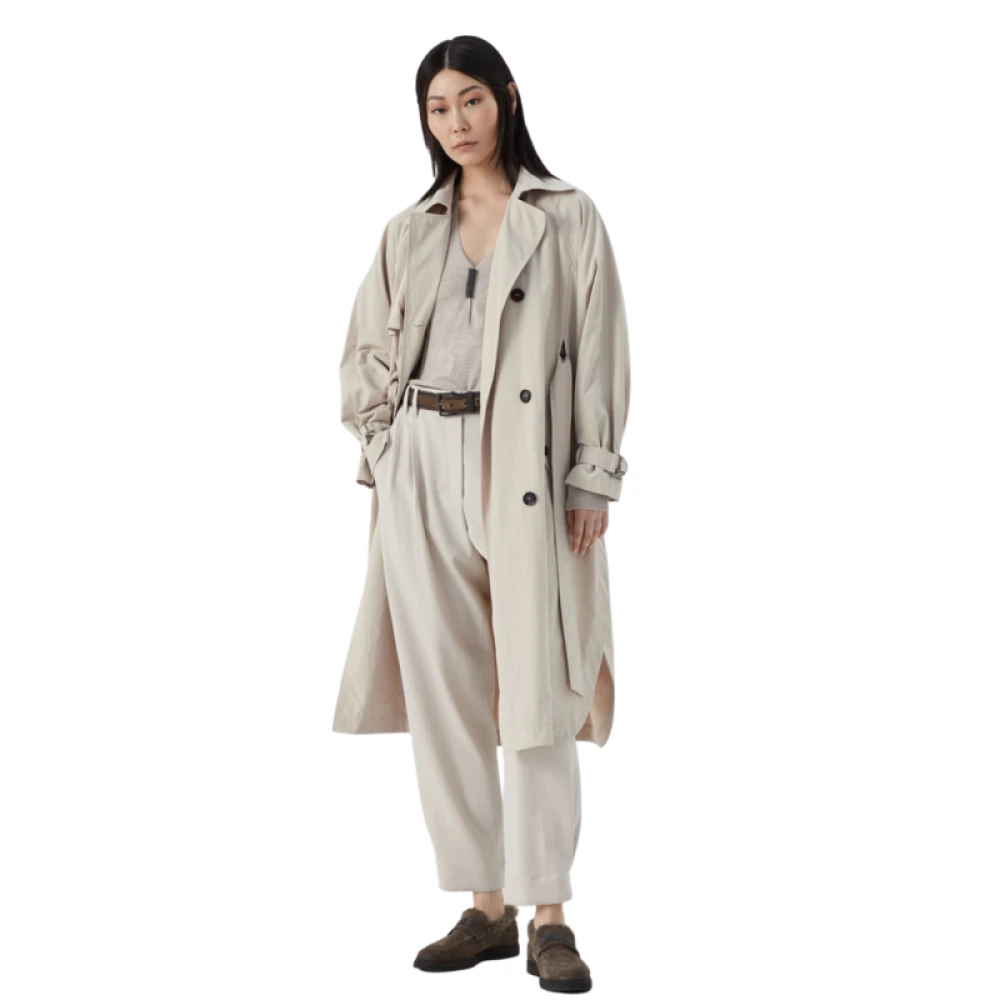 BRUNELLO CUCINELLI Lichte Kasjmier Zijde V-Hals Trui met Precieuze Details Beige Dames