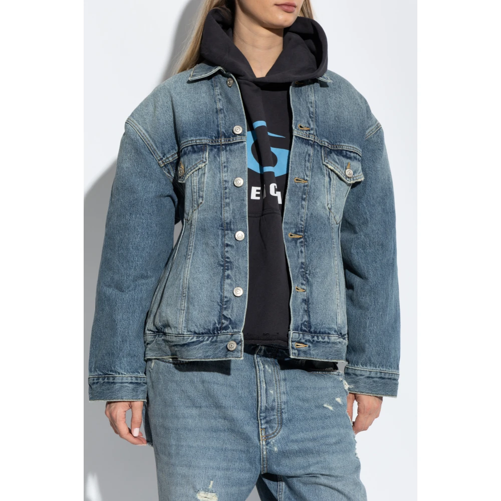 Balenciaga Denim Jas met Vintage Effect Blue Dames