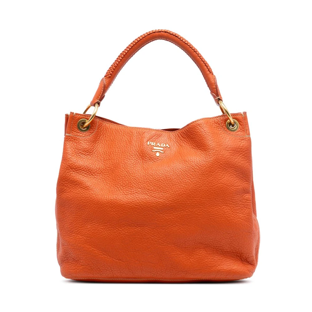 Prada Vintage Orange Pre-Owned Hobo-Väska I Narvläder