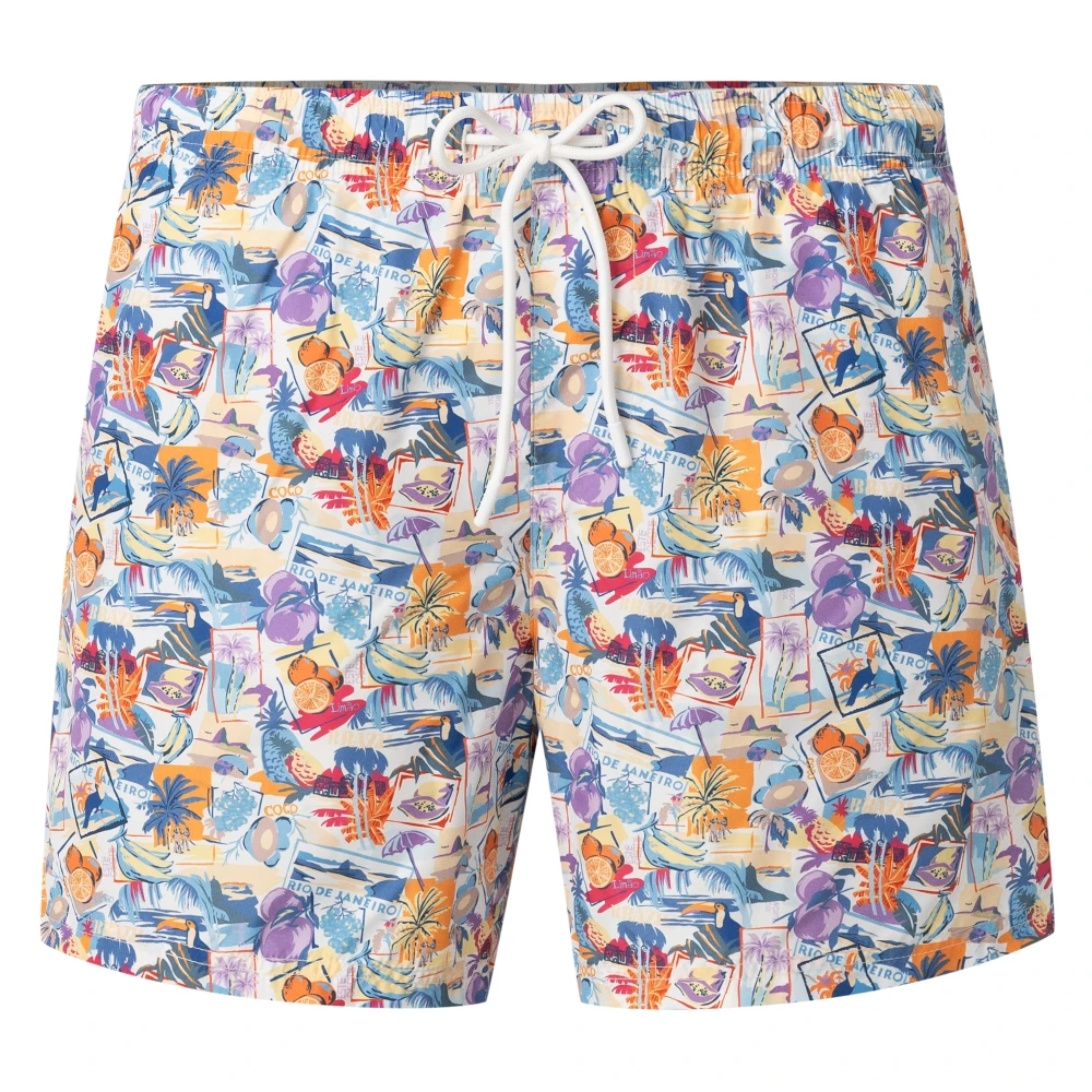 Eton Men's Multicolor Postcard Swim Shorts - Beachwear - Xl - Swimwear