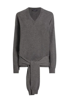 Bow-Detail V-Neck Sweater