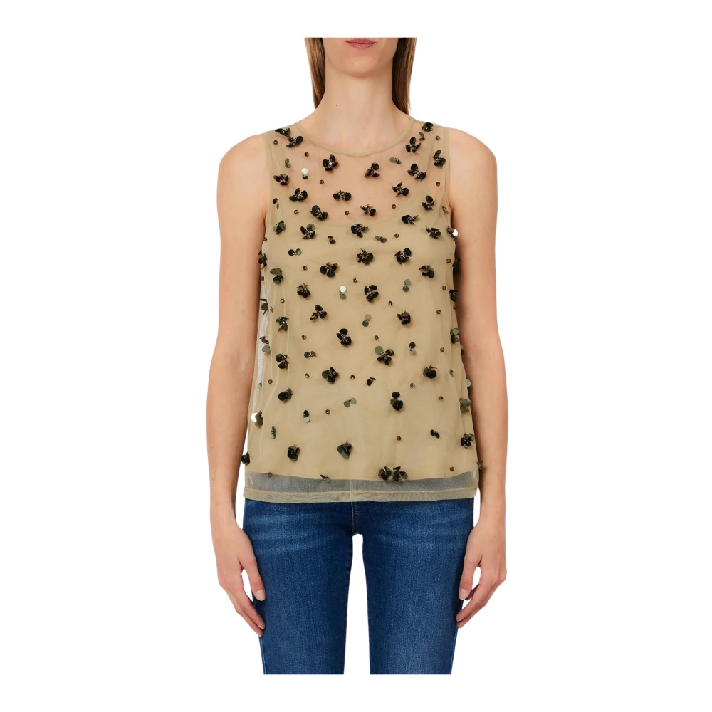Liu Jo Beige Broderad Tylltopp