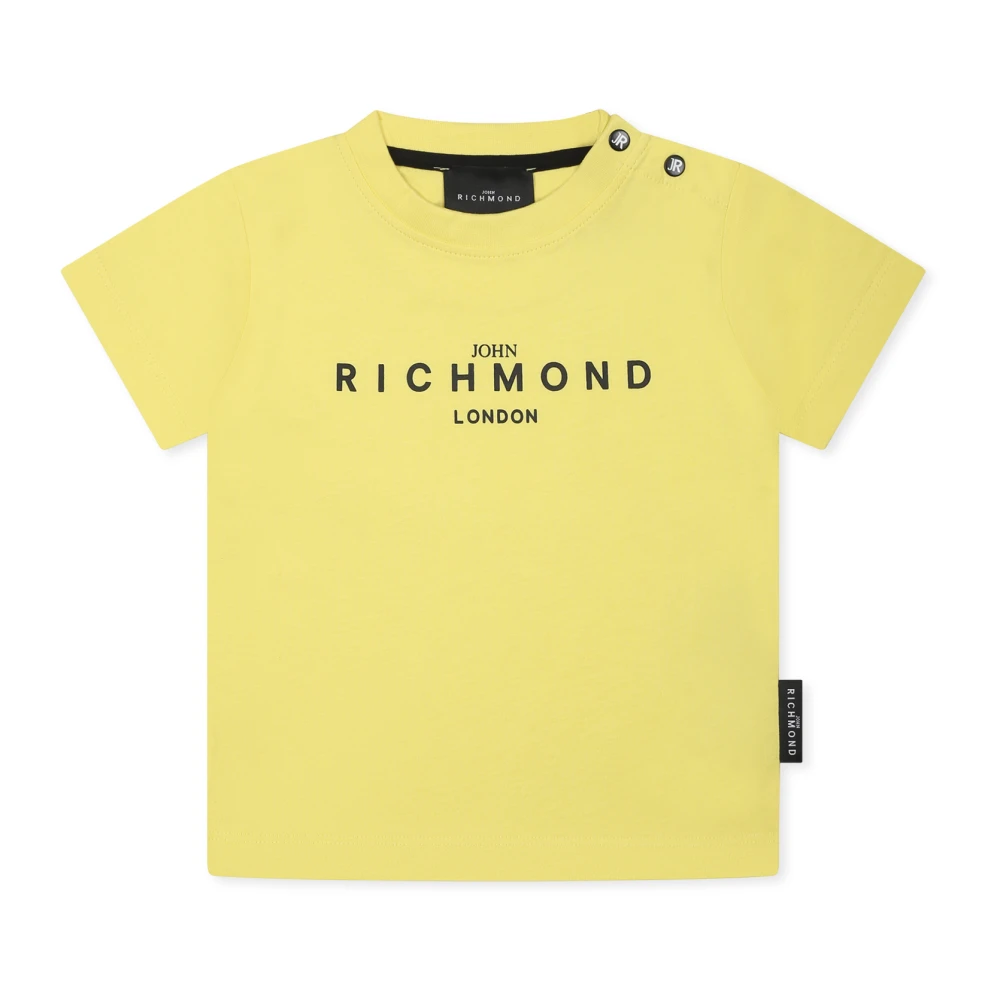 John Richmond Gul Bomull T-shirt med Tryckknapp Yellow, Unisex