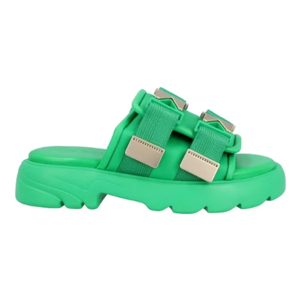 Bottega Veneta Women's Green Sliders, 2 Uk, Leather Sandals