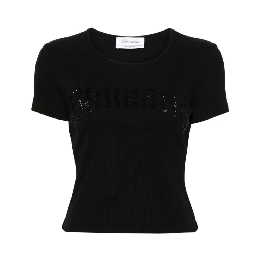Blumarine Zwart Rhinestone T-shirt Black Dames