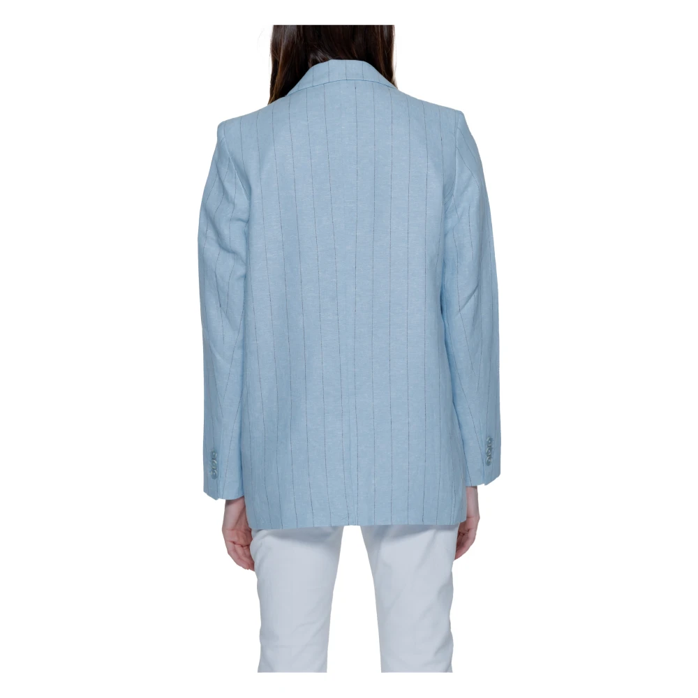 Vero Moda Pinstripe Linen Jacket Lente Zomer Collectie Blue Dames