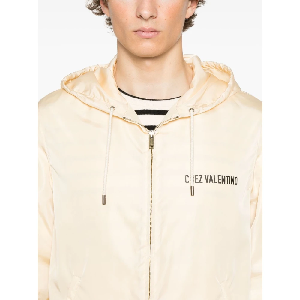 Valentino Witte Hoodie met Ritssluiting White Heren